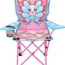 KABOER Butterfly Kids Outdoor Folding Lawn and Camping Chair with Cup Holder and Carrying Bag, Children's Camping Chairs for Outdoor Beach Travel (Butterfly), 14 inches x 14 inches x 30 inches