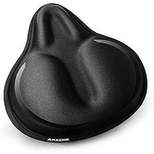 ANZOME Bike Seat Cushion, Wide Foam & Extra Soft Gel Exercise Bike Seat Cushion for Women Men Everyone, Compatible with Cruiser, Stationary Bike, Exercise Bike, Fit Wide 8.5-10in(Rain Cover Included)