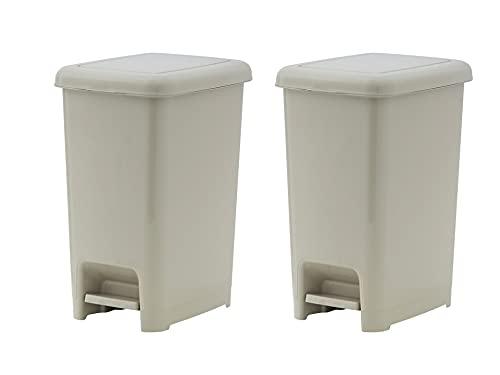 Superio Slim Trash Can with Foot Pedal  10.5 Gallon Step-On Trash Can with Lid, Large Plastic Garbage Can, Trashcan for Bathroom, Kitchen, Office, Bedroom, Dorm Room, Patio,  Greige, 2