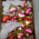 DN DECONATION 12Pcs Heart Shaped Ornaments, Glass Valentines Day Ornaments, Pink Gold Heart Baubles, Valentine's Day Christmas Mini Decoration for Tree, Outdoor Wedding Anniversary Party