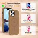 Hualele Magnetic for iPhone 15 Pro Case, Compatible with MagSafe, Military Grade Dropproof Translucent Matte Back Cute Curly Wave Edge Slim Phone Case 15 Pro, Brown