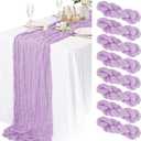 8 Pack Lilac Cheesecloth Table Runner 10FT Long Boho Gauze Fabric Table Runner Vintage Rustic Sheer Runners for Wedding Party Bridal Baby Shower Table Decorations