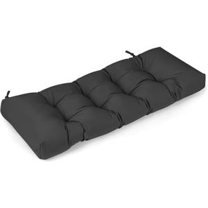 Bench Cushion, Waterproof Tufted Memory Foam Cushion with Non-Slip Ties, Bench Cushions for Outdoor/Indoor (Black, 45x18x4in)