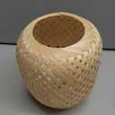 LUSHARBOR Rattan Lamp, Cordless Boho Lamp Battery Operated, Table Lamp with LED Bulb, Handmade Bamboo Beside Lamp Small Rattan Lamp, Decorative Battery Lamp for Kids Room Entryway  Grid