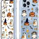 Spooky Halloween Case for iPhone 13 Pro, Slim Clear Cover with Cute Pumpkin & Ghost, Soft Touch Shockproof Bumper, 6.1" Protective Case