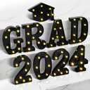 KatchOn, Black Light Up 2024 Grad Sign - 8.5 Inch | Neon Graduation Sign | 2024 Grad Lights for 2024 Graduation Decorations | 2024 Grad Led Letters for Graduation Decorations 2024