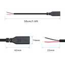 USB C Power Pigtail Cable 1.6FT 24AWG 5V 3A USB Type-C Female Plug to 2 Pin Bare Wire Open End Power Pigtail Cord DIY, Black (50CM,6 Pcs), 0.5m