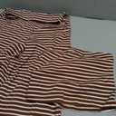 Womens Striped 2 Piece Sets Summer Strapless Crop Tube Tops Wide Leg Pants Matching Lounge Set Vacation Outfits Brown XS