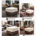 Vailge Square Patio Ottoman Cover, Waterproof Outdoor Ottoman Cover with Padded Handles, Patio Side Table Cover, Heavy Duty Outdoor Furniture Covers(Large, Beige & Brown)