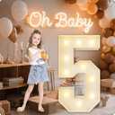 HXWEIYE Large Marquee Numbers 5, 3FT Big Light Up Number with Light, Mosaic Balloon Frame, Pre-Cut Frame Giant Led Numbers for Baby Shower Birthday Party Bar Graduation Decor (Warm White)