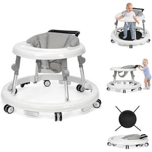 Baby Walker Foldable with 9 Adjustable Heights, Baby Walker with Wheels Portable, Infant Toddler Walker for Baby Boy Girls 6-18 Months