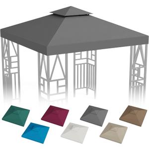 Gazebo Canopy Replacement 10x10ft Outdoor Shelter for Smaller Top Double Tiered Canopy Cover (Darkgrey)