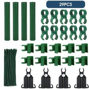 8 FT Garden Stakes for Outdoor Plant Support 10 Pack, Adjustable Stakes Connector Kits Plastic Plant Trellis Clips, 0.78 inch Diameter