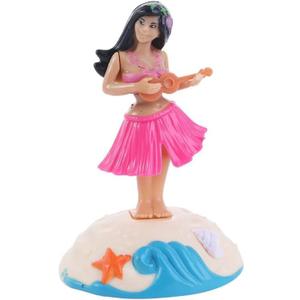 Pink Solar Powered Dancing Girl Swinging Hawaiian Girl Grass Skirt Swing Shaking Head Doll Car Dashboard Dancing Figure Solar Dancing Figurines Desktop Window Sun Catcher Car Dashboard Decor