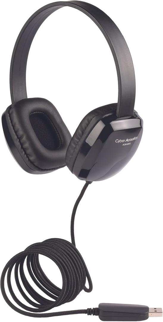 Cyber Acoustics USB Stereo Headphones for PCs and Other USB Devices in The Office, Classroom or Home (ACM-6005) (1 Unit)