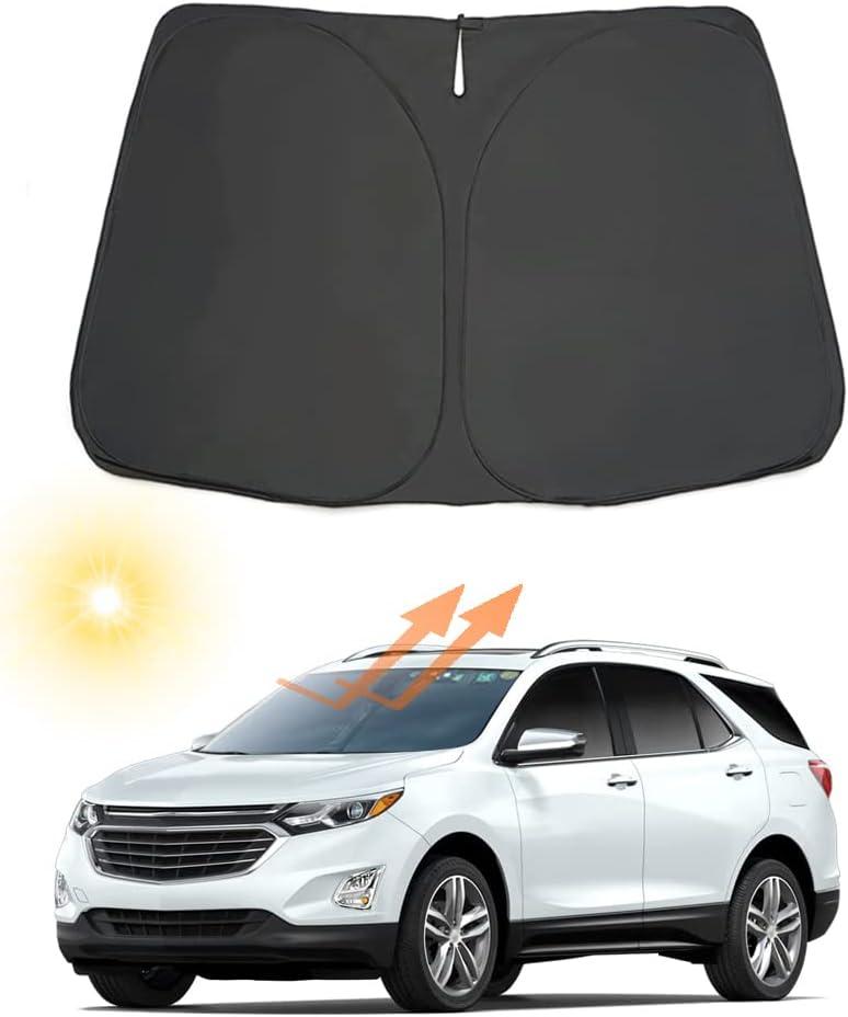 Auto Windshield Sun Shade Custom Fit for Chevrolet/Chevy Equinox 2018-2023 Foldable Car Front Window Sunshade Accessories Sun Visor Protector Reflective Cover Block UV Rays & Sun Heat(Black)