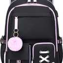 Backpack for Girls Women College Laptop Backpacks Girl Cute School Bag Kids Bookbag with USB Charging Port College Middle High Elementary School Backpack for Teen Girls Travel Daypack (Black)