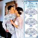 60 Pcs Blue Flower Plastic Hand Fans with Bow Bulk Wedding Favor Fans for Guests Gifts Plastic Chinoiserie Handheld Decorations for Mediterranean Bridal Shower Bridesmaid Party