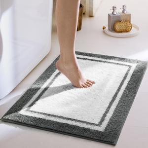 GRANNY SAYS Microfiber Bathroom Rugs Non Slip Washable, Water Absorbent Bathroom Mats for Tub, Soft Bath Mats for Bath Floor & Shower, 24" x 36", Deep Grey Bath Rugs