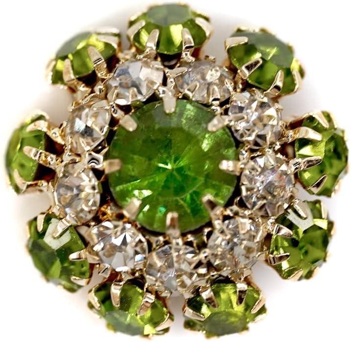 10 pcs Fancy Green Mix Color Rhinestones Sewing Metal Shank Buttons for Coats -22mm -8/9"