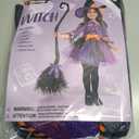 Spooktacular Creations Child Girl Orange Purple Witch Costume, Toddler Witch Outfit Set for Kids Halloween Dress Up Parties (L)