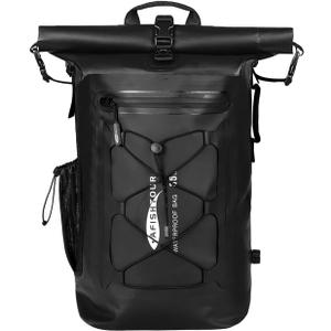 Waterproof Backpack for Men and Women - Roll-Top Floating Dry Bag Backpack for Kayaking, Rafting, Boating, Beach (Black), Black, 35 l, Fashion