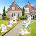 Wenqik 6 Pcs Easter Yard Signs Outdoor Large Bunnies Lawn Decor with Stakes Tumbling Bunnies Easter Outdoor Decorations Egg Hunt Signs for Outside Garden Lawn Party Spring, Assorted Sizes