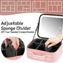 Extrei Gent Makeup Travel Train Case with Mirror LED Light 3 Adjustable Brightness Large Cosmetic Bag Portable Storage Adjustable Partition Waterproof Makeup Brushes Make up Jewelry Gift for Women (EXP 12/31/36)