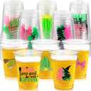Witch Theme Party Decoration Plastic Cups, 50pcs 12 Oz Plastic Clear Disposable Drinking Cups for Witch Movie Birthday Wedding Summer Tropical Shower Party Supplies Favors Women Men Snack Cup Bulk