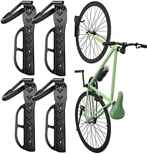 Wallmaster Bike Storage Rack for Garage, Wall Mount Bicycles Hanger, 4-Pack Bike Storage System Vertical Bike Hooks