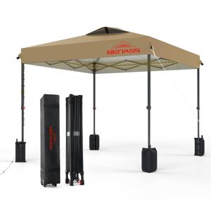 Benass 10x10 Pop Up Canopy Tent, Khaki