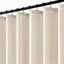 ANRODUO Boho Farmhouse Linen Long Shower Curtain, 96 Inch Cream Fabric Shower Curtain with 12 Metal Hooks, Waterproof Heavy Duty Polyester, Button Hole Design, Machine Washable for Bathroom, W72xL96