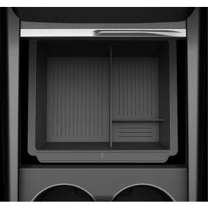 TUDIA Center Console Organizer Tray Designed for Tesla Model 3 2025/2024 (Highland) & Model Y 2025/2026 (Juniper) - [NOT Compatible with Model 3 2021-2023] Smooth Slide Storage with Silicone Lining