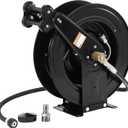 FIXFANS High Pressure Washer Hose Reel for Water/Air/Oil, 3/8" X 50 FT Steel Dual Arm Auto-Retractable Power Wash Hose Reel, Heavy Duty Hose Reel 4000 PSI