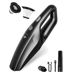 Handheld Vacuum Cordless, Car Vacuums Powerful with Rechargeable Battery, Portable Hand Held Vacuum Cordless with Washable HEPA Filter, Mini Vacuums Kit for Men and Women (Black Gray Cordless)