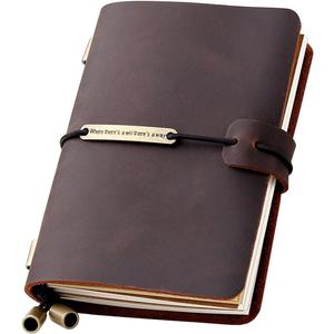 Refillable Handmade Travelers Notebook, Leather Travel Journal Notebook for Men & Women, Perfect for Writing, Gifts, Travelers, Small Size 5.2" x 4" Inches - Coffee