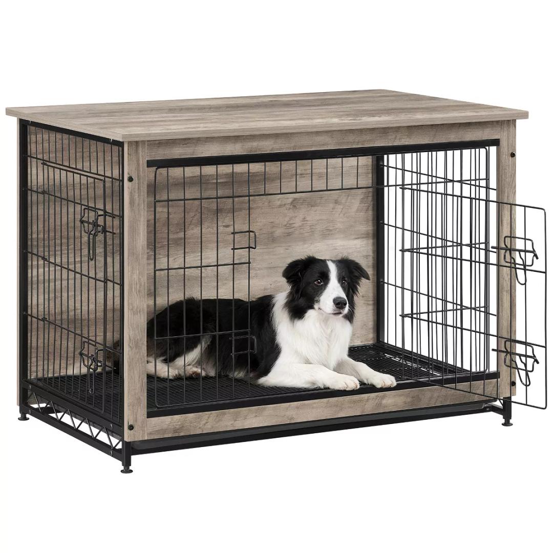 Feandrea 38.6" Dog Crate Furniture, Indoor Dog Kennel Side End Table Size: 38.6"L x 25.6"W x 26.8"H