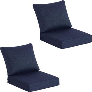 Outdoor Deep Seat Cushions Set of 2, 22 x 24 x 5.5 Inch High-Density Foam Patio Chair Cushions with Water-Repellent & UV-Resistant Covers, Tear-Resistant Seat & Back Replacement Cushions, Indigo