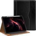 OKP Case for iPad 11-inch (A16) 2025 / 10th Generation 2022, for ipad 11th /10th 10.9 inch with Multi-Angle Viewing PU Leather Stand Cover with Pencil Holder & Pocket, Auto Sleep/Wake, Black