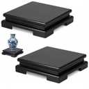 Chunful 2 Pcs Square Wooden Display Stand 6.7 x 6.7 x 2 Inch Wood Vase Display Base Black Pedestal Stand Square Vase Riser for Vases Teapot Trophy Collectibles Aquarium Lamp Home Decoration