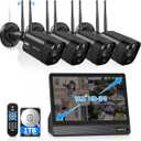 2-Way Audio & PIR Detection Dual Antennas Outdoor Wireless Security Camera System 5.5MP Wi-Fi Video Surveillance, Style: All-in-One 4-Cams