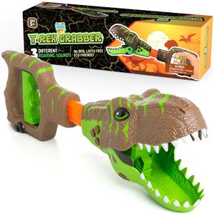 Dinosaur Grabber Toy with Light Up Mouth Chomper and 3 Prehistoric Roaring Sounds, Fun and Interactive Claw Dino Reacher, Jurassic T-Rex, Ages 5+
