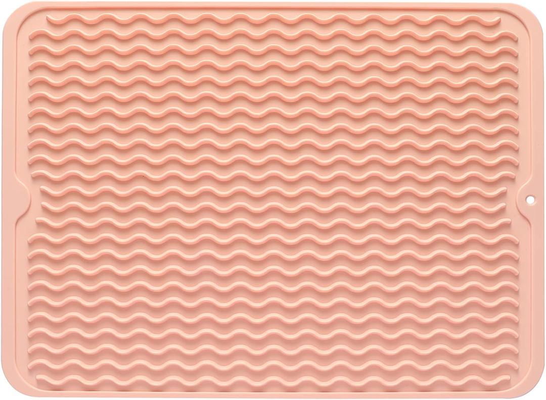 Silicone Dish Drying Mat for Multiple Usage,Easy clean,Eco-friendly,Heat-resistant Silicone Mat for Kitchen Counter or Sink,Refrigerator or drawer liner Pink L 16 inches x 12 inches Silicone Dish Drying Mat for Multiple Usage,Easy clean,Eco-friendly,Heat-resistant Silicone Mat for Kitchen Counter or Sink,Refrigerator or drawer liner Pink L 16 inches x 12 inches