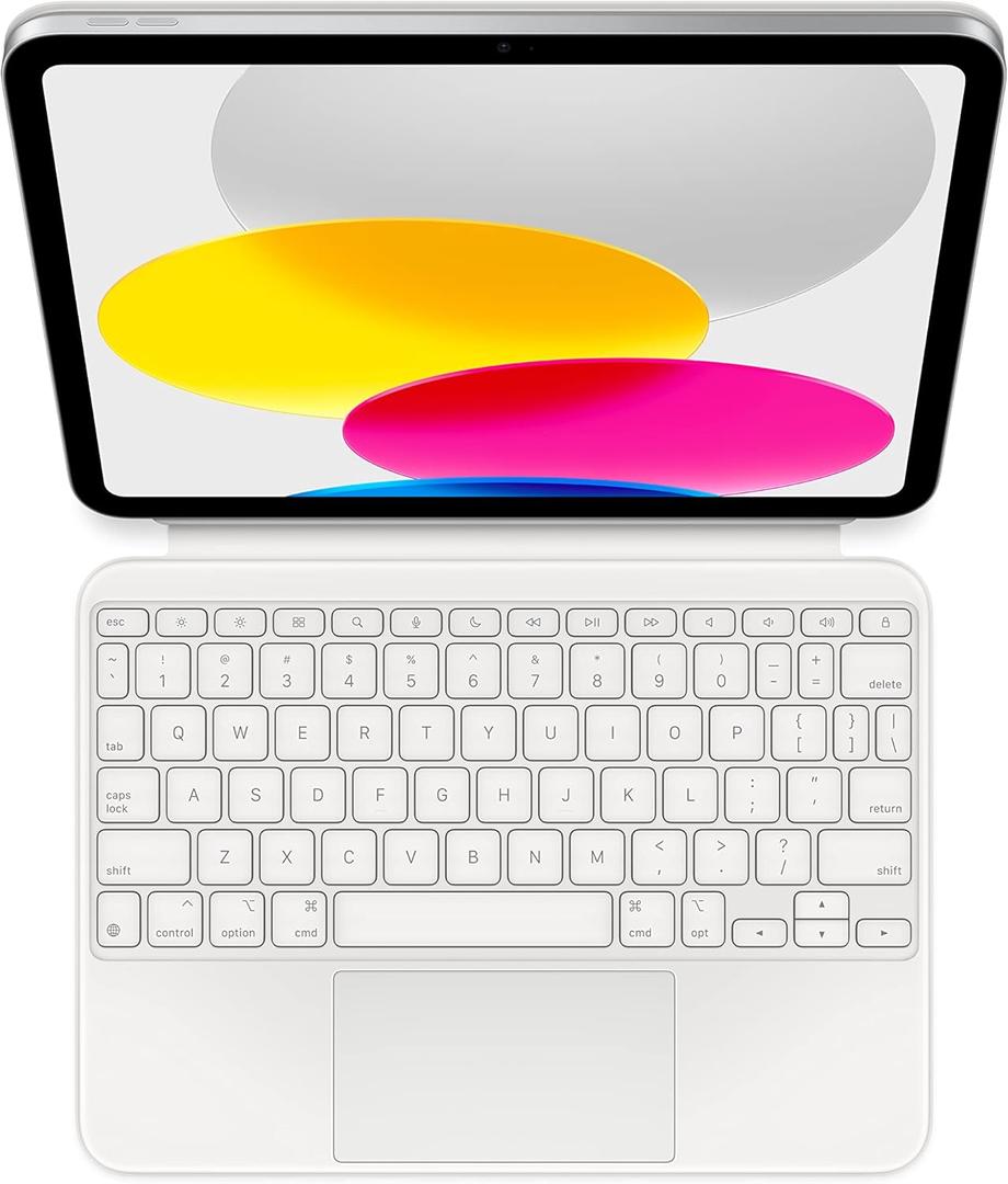 Apple Magic Keyboard Folio: iPad Keyboard and case for iPad (A16 and 10th Generation), Detachable Two-Piece Design that attaches magnetically, Built-in trackpad, US English White