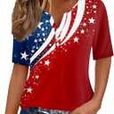Womens Graphic Tees Halloween and 4Th of July Henley V Neck 2025 Shirts Pumpkin Button Short Sleeve Fall Shirt (3X-Large, 1-blue)