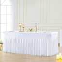 Besutolife White Tablecloths for Rectangle Tables 6ft Spandex Table Skirt One-Piece Wrinkle-Resistant Ruffles Design for Banquets Parties Wedding Dining Table (72" x 30" (Rectangular)