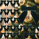 30 Pcs Velvet Ribbon Bows 5" x 4" Pre Tied Christmas Velvet Bows with Twist Tie for Gift Packaging Christmas Tree Wreaths Door Windows Wedding Party Decoration(Forest Green)