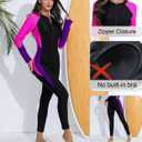 Halcurt Women's Full Body Rash Guard One Piece Front Zip Swimsuit Long Sleeve UPF 50 Bathing Suit (Pink, XL)