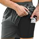 Mens Swim Trunks with Compression Liner Bathing Suits 2 Pack Quick Dry Stretch Beach Shorts 7 inch Inseam Swimwear (X-Large, 1pcs-grey)