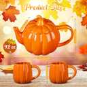 Mimorou Thanksgiving Pumpkin Tea Set Ceramic Teapot with 2 Mugs and Tea Mug Orange Ceramic Pumpkin Shaped Teapot Set for Thanksgiving Halloween Christmas Birthday Gift
